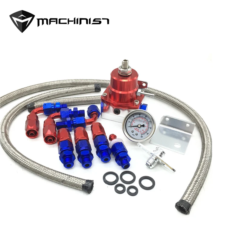 

1SET Auto Fuel Pressure Regulator Universal Injected Car Fuel Oil Pressure Regulator Kit Liquid Gauge Tools With Fittings