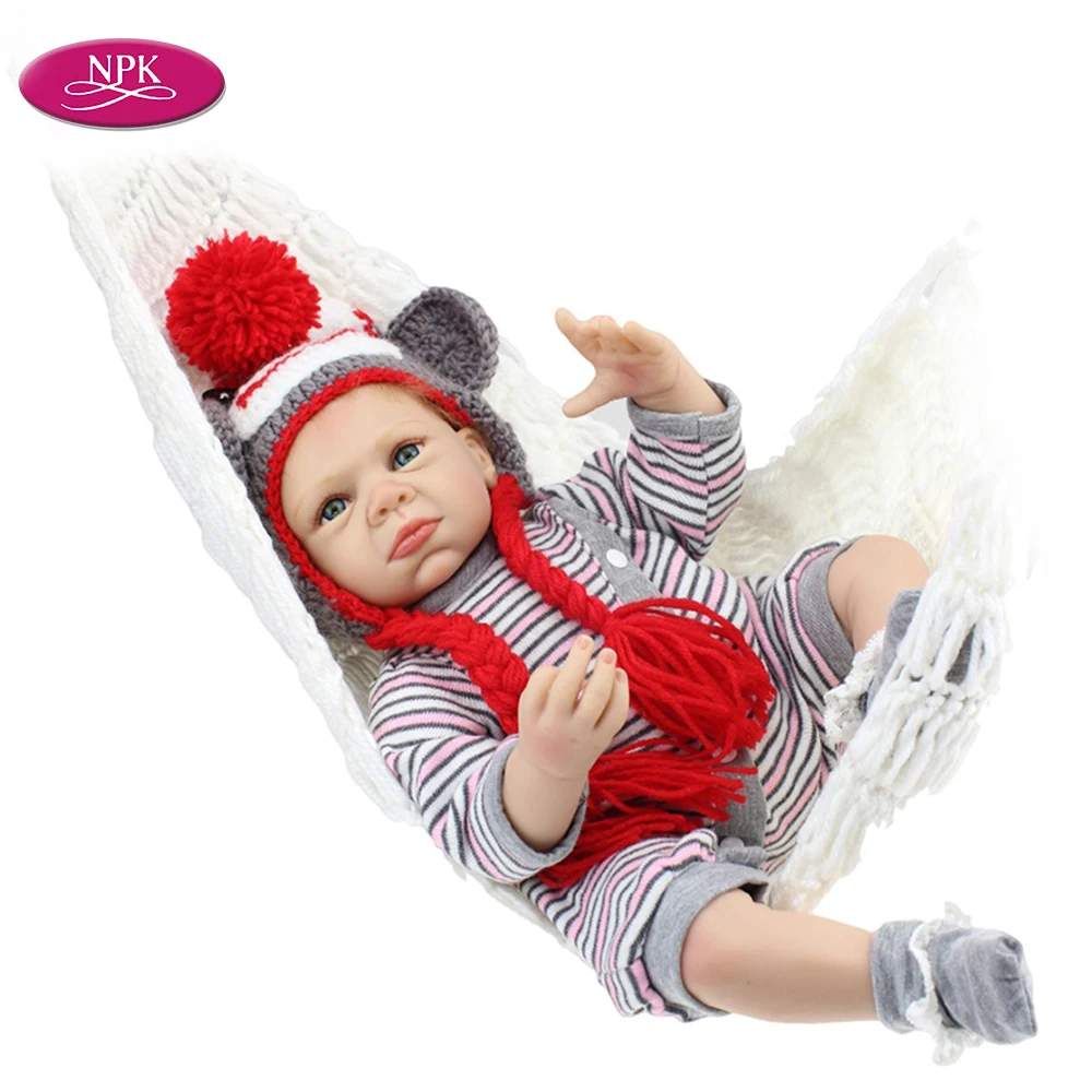

NPK 22" Cute Silicone Reborn Baby Doll Lifelike Newborn Babies Brinquedos Toys Children Girl Bithday Gift Mohair Rooted Menina
