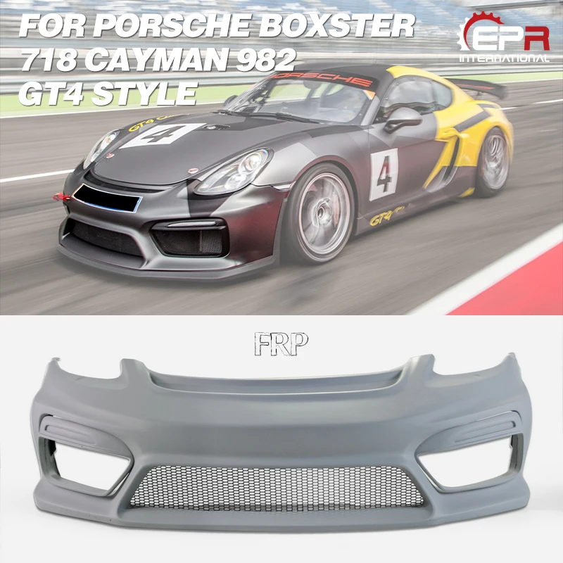 

GT4 Style FRP Fiber Glass Front Bumper With Fog Light Cover Fiberglass Body Kit Cover Set Fit For 2016 On Boxster 718 Cayman 982