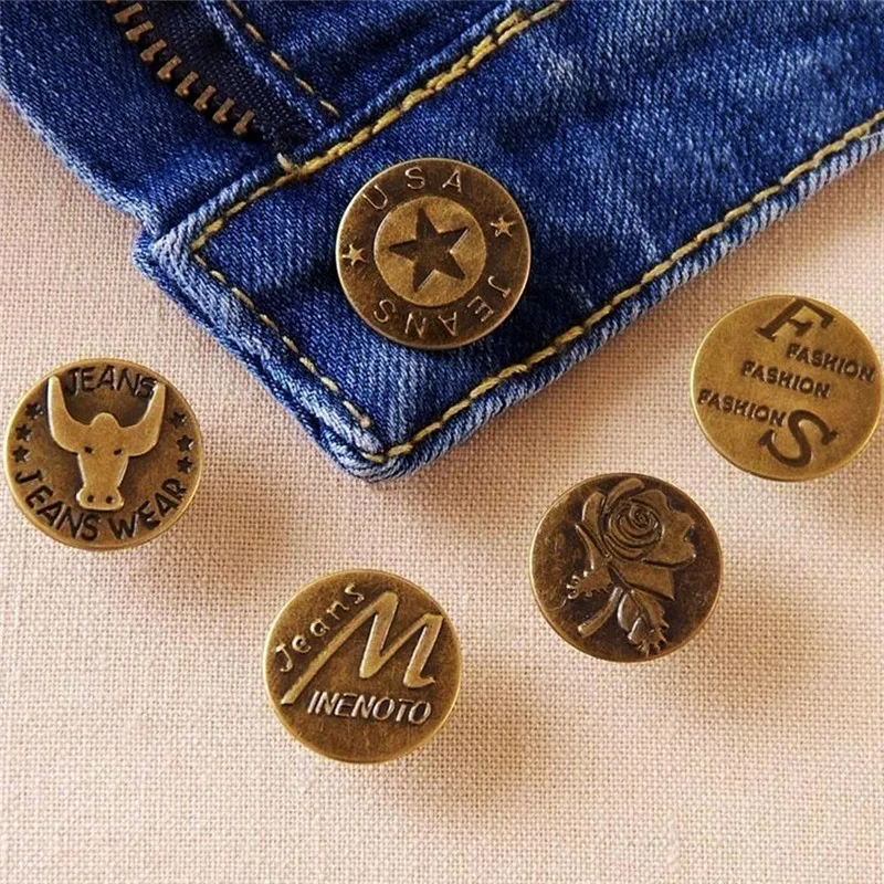 

10Pcs/Set Metal Buttons High Quality Bronze Tone Jean Buttons Mixed Button Clothing Accessories Drop Shipping 20MM