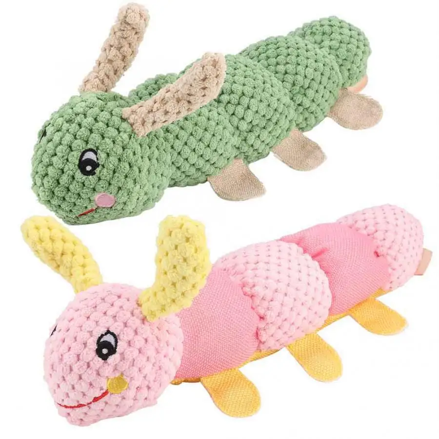 

Caterpillar Shaped Pet Toys for Cats Small Dogs Molar Clean Teeth Training Interactive Toys Squeak Sound Dog Toys Funny Duck Pig