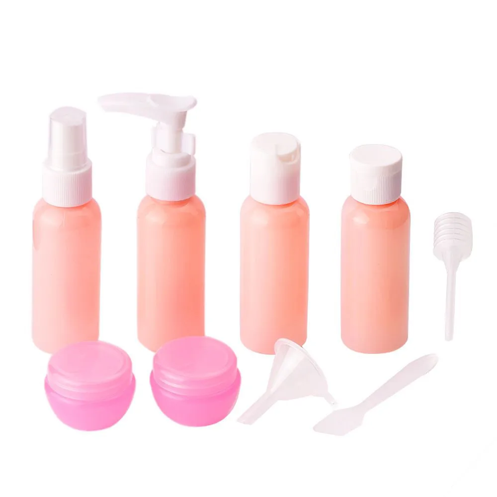 

9Pcs Portable Plastic Transparent Small Empty Spray Bottle Set Make Up And Skin Care Refillable Travel Use Travel Bottle L58