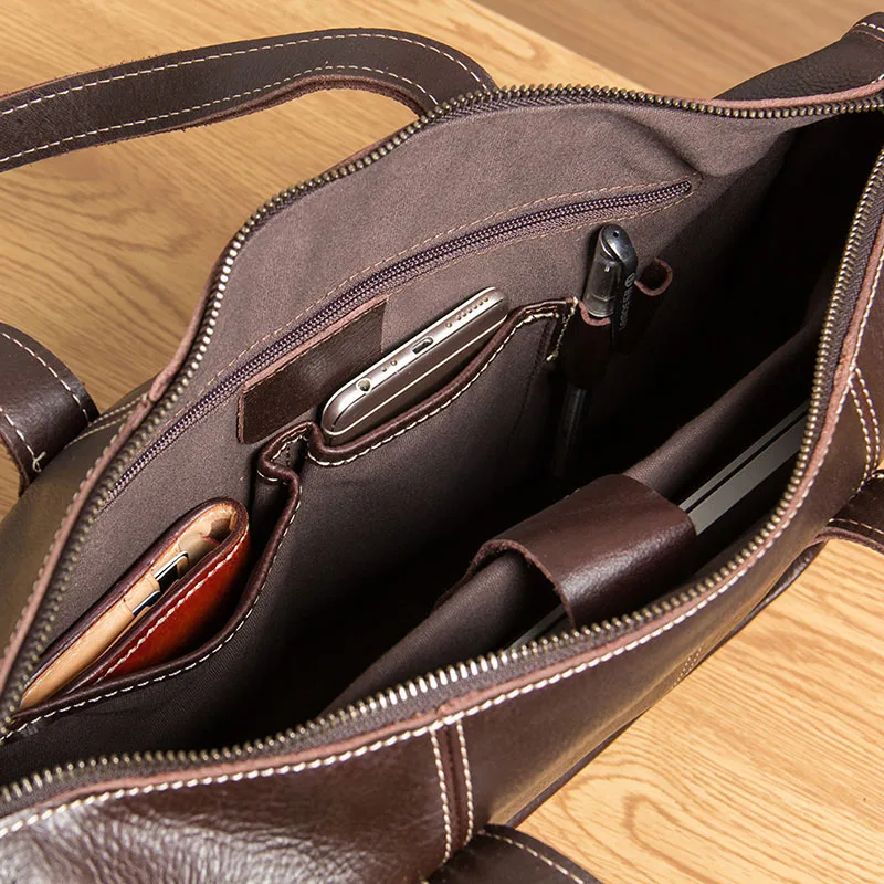 AETOO Handmade leather handbag, vintage British one-shoulder slanted cross bag, head leather minimalist casual briefcase