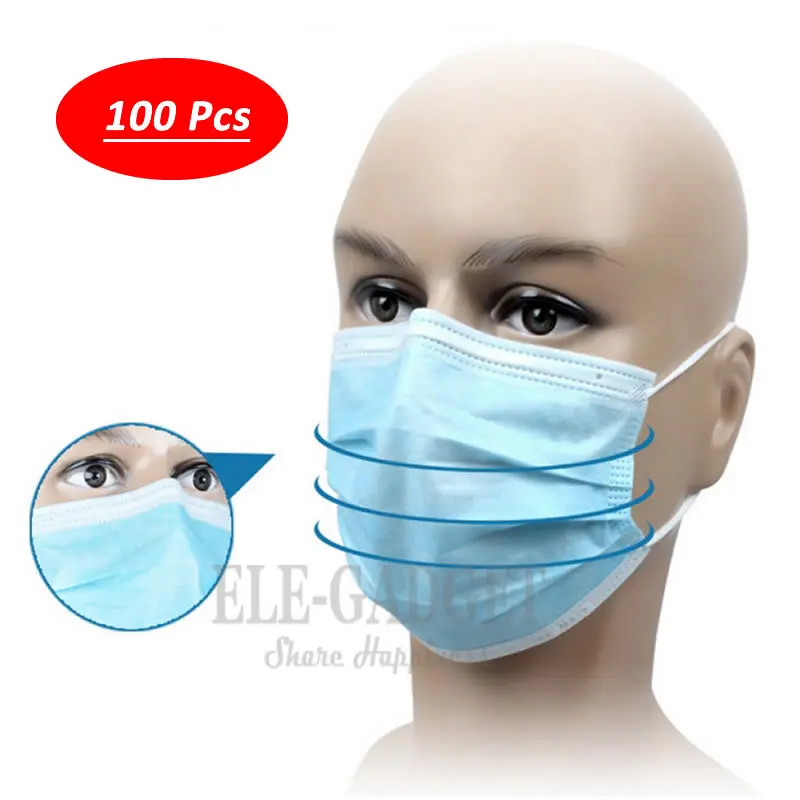 

High Quality 100 Pcs Non-wowen Disposable Dust Mask Respirator For Medical Treatment Daily Use Work Safety Dust Proof 6 Colors