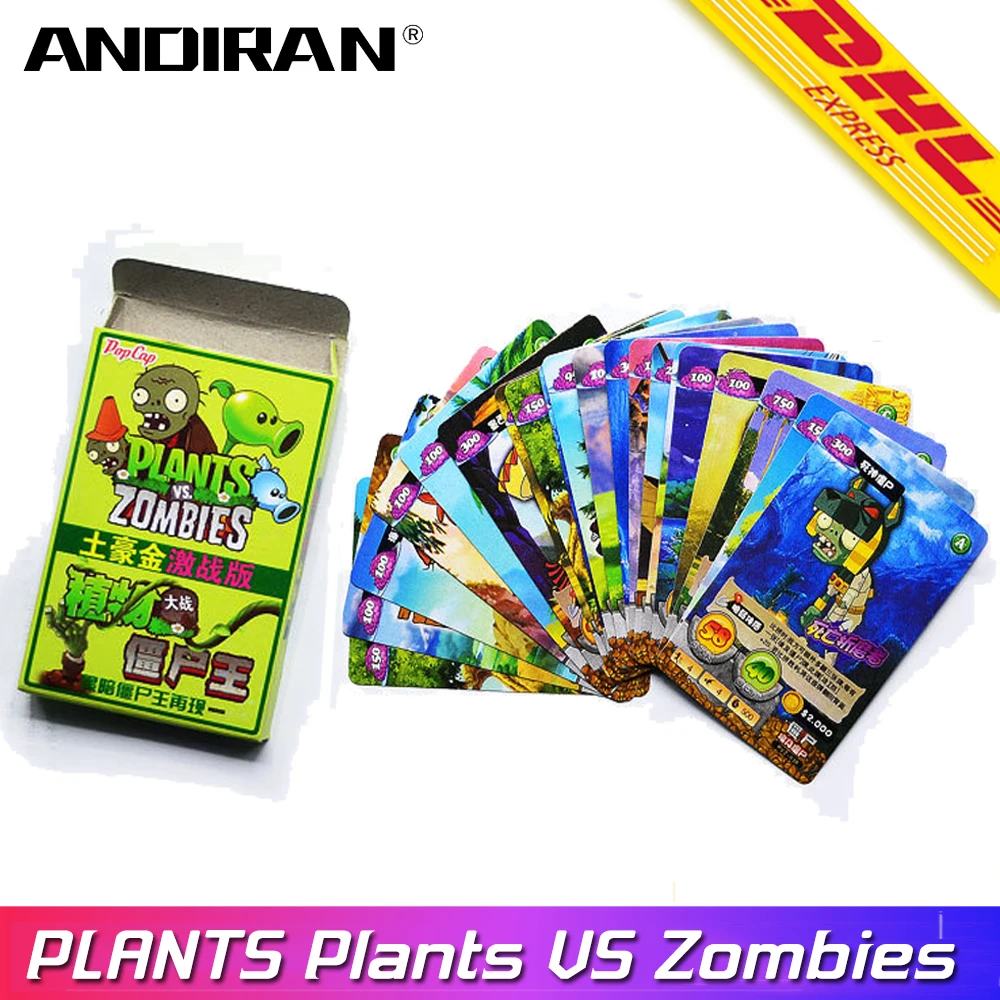 100 pcs Plants VS Zombies Cards Plants Zombies War Action Figures Toys for kids