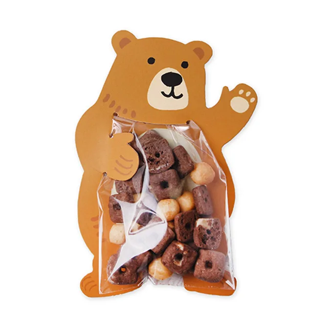 50 шт Упаковка для печенья милые конфеты Кролик Медведь Лиса мультфильм пластиковые пакеты для печенья и закусок выпечка посылка с карточкой