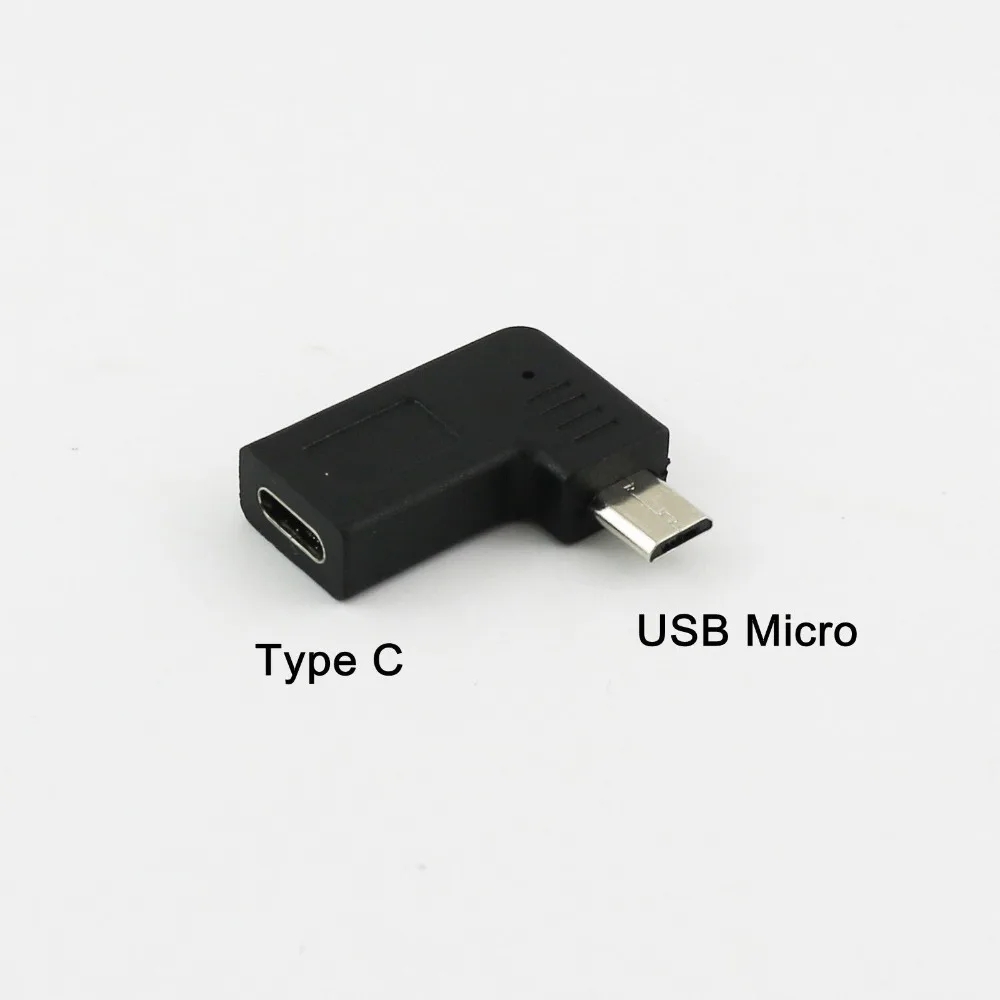 

1x USB Micro Male Plug to USB 3.1 Type C Female Jack 90 Degree Left Angle Data Charging Adapter Converter Black