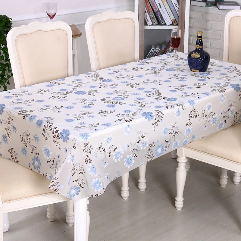 PVC tablecloth waterproof white table cloth rectangular oilcloth table ...