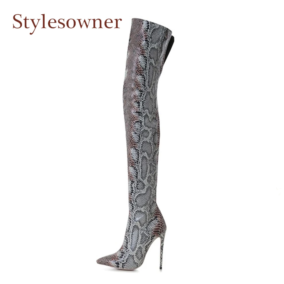 Stylesowner sexy lady pointed toe high heel thigh high boots snakle leather stilettos heel over the knee boots big size 34-43EU цена Stylesowner sexy lady pointed toe high heel thigh high boots snakle leather stilettos heel over the knee boots big size 34-43EU цены онлайн