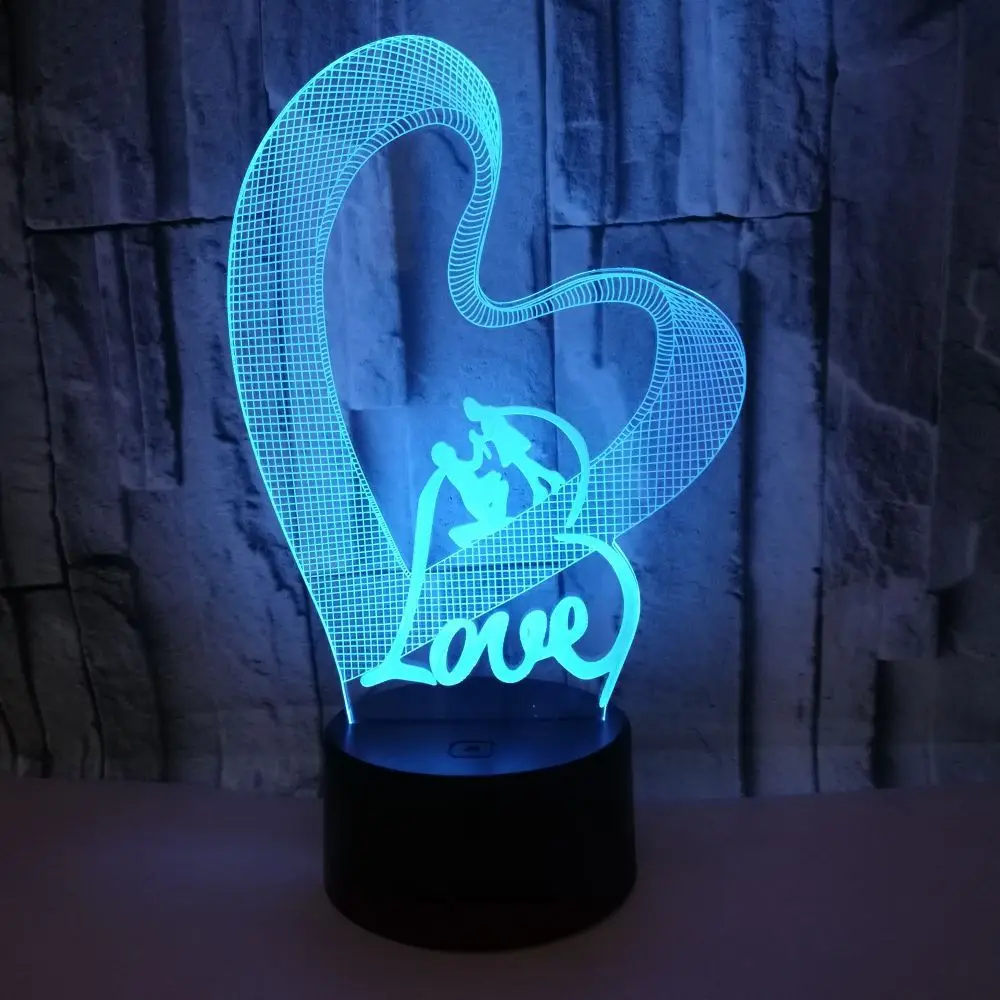 3d светодиодные цветные ночные светильники Love современная настольная лампа на