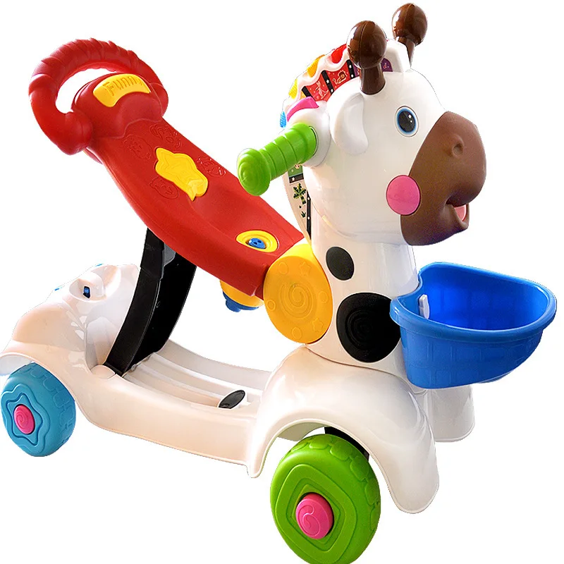 

Adjustable speed baby walker anti-rollover multi-function with music light baby 12-36 months hand push can sit children's walker