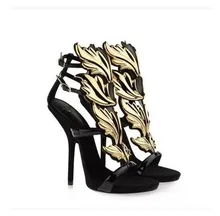 Gold Flamme 2016 Schwarz Weiß Damen Sandalen Schnalle Günstige hohen Dünnen Fersen Mode Prom Schuhe Neu Kommen Sommer Stil schuhe