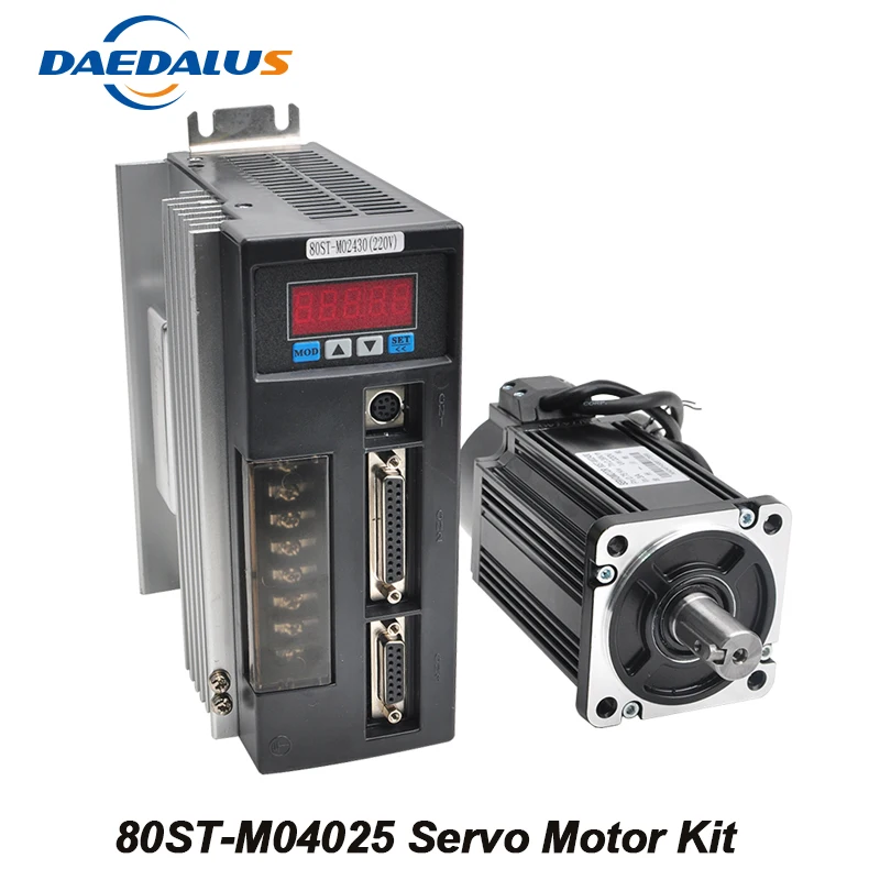 

80ST-M04025 AC Servo Motor Kit 1KW Single-Phase Motor 4N.m 2500RPM Motor Permanent Magnet Matched Driver With Encoder Cable