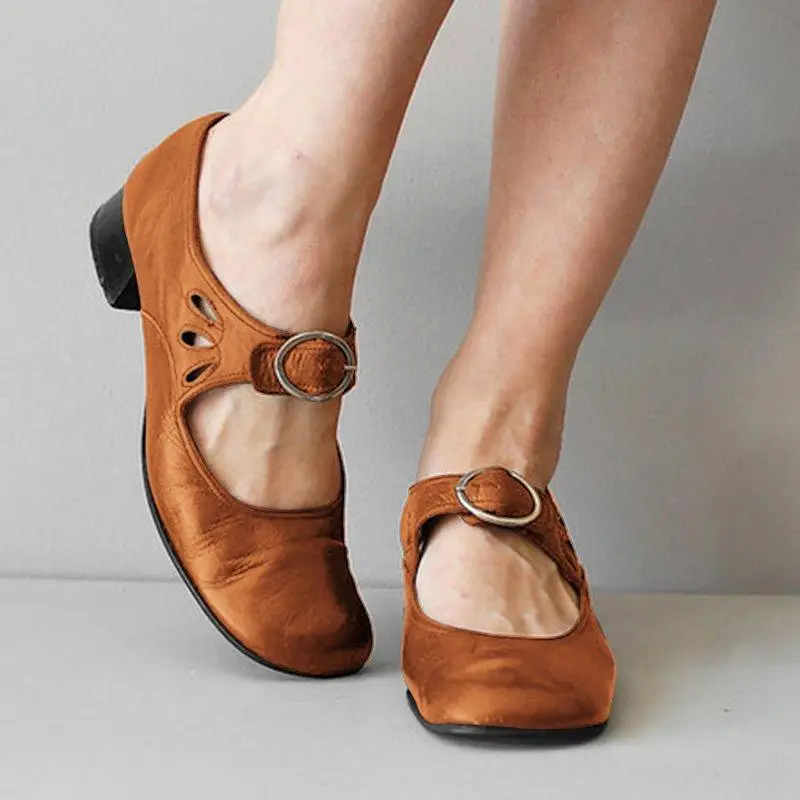 

LASPERAL Summer Hollow Out Sandals Women Shoes Pointed Toe Sweet Woman Retro chunky Shoes Plus Size 35-43