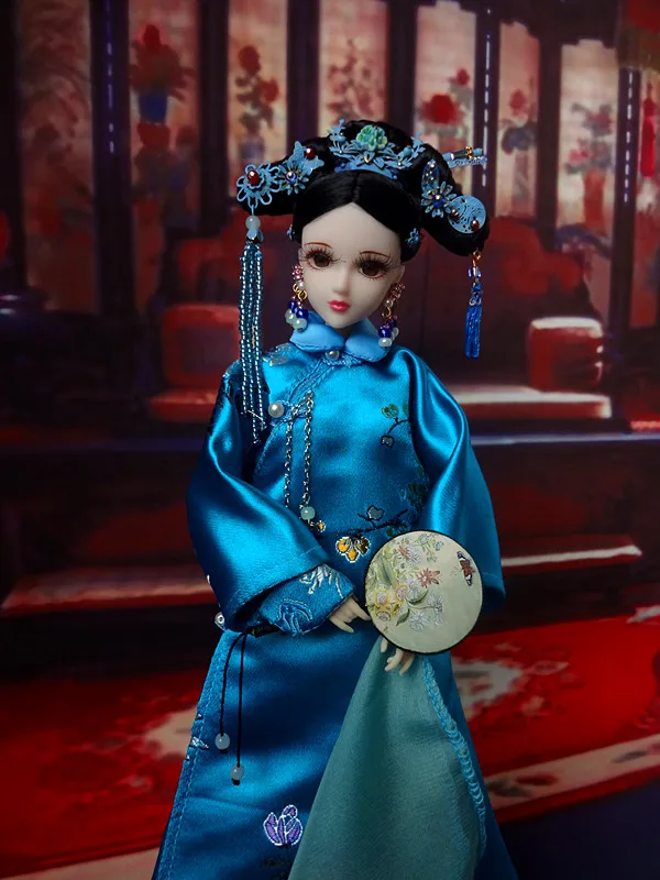 

12" Traditional Chinese Girl Dolls Handmade Vintage Qing Dynasty Princess Dolls Girl Toys For Collection Free Shipping