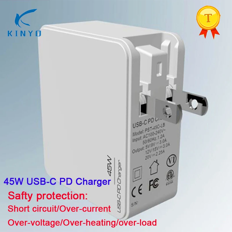 45 Вт USB-C PD зарядное устройство type-C/USB быстрое зарядное устройство для ЕС/США/Великобритании Разъем для iphone/samsung/xiaomi/huawei android устройств безопасная защита