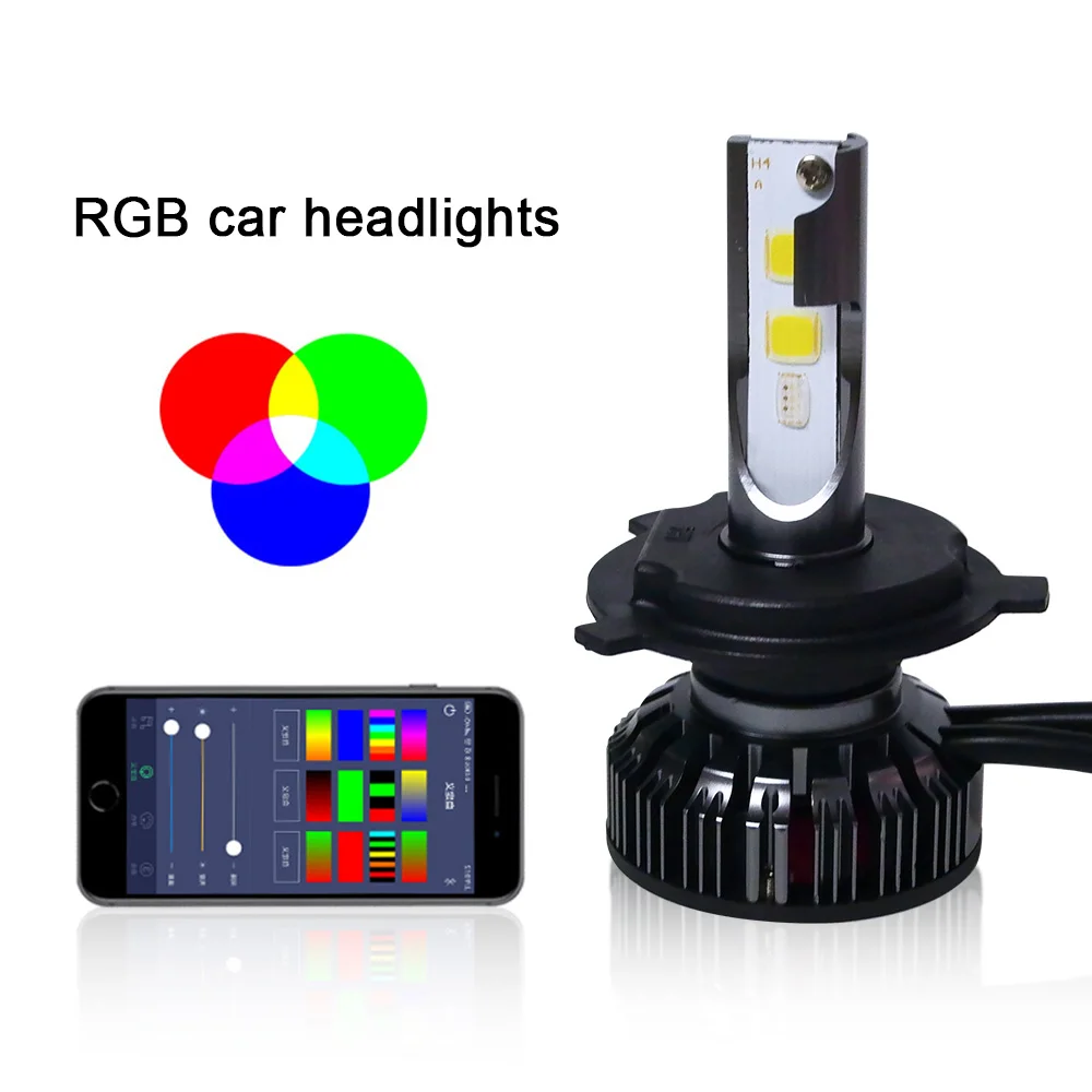

2pcs NEW Car RGB LED Headlight H1 H3 H4 H7 H8 H11 9005 9006 H13 9012 5202 LED Bulbs APP Bluetooth Control Multi-color 40W 6000LM