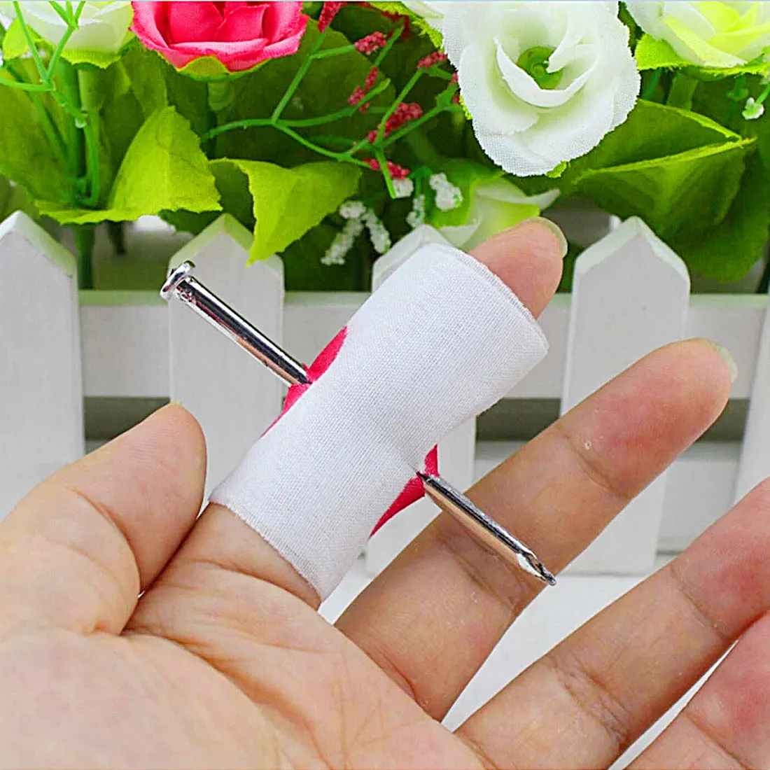 hot prank maker trick fun novelty funny joke toy fake nail through flower size joke