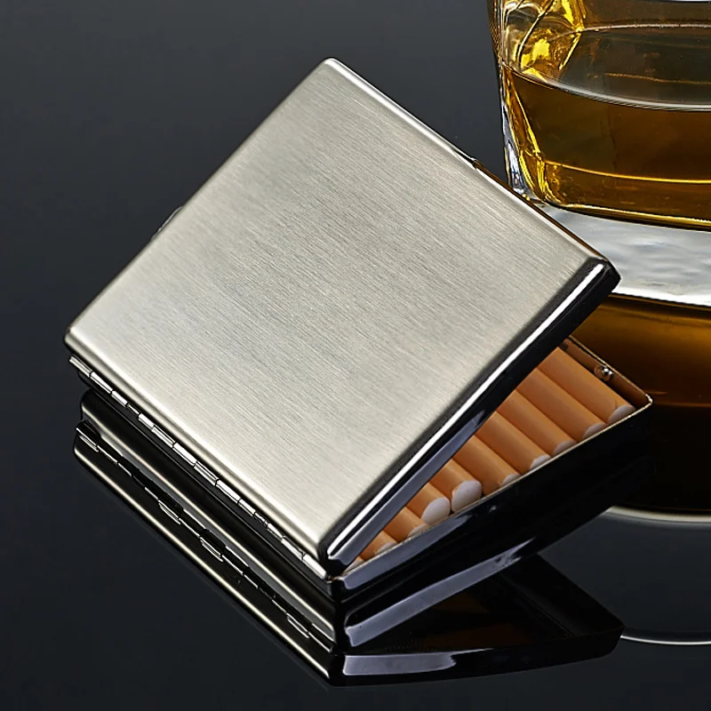 

Cigarette 20 Cigarettes Men Ultra-thin Stainless Steel Clamshell Cigarette Box Post Creative Personality Cigarette Case