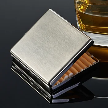 

Cigarette 20 Cigarettes Men Ultra-thin Stainless Steel Clamshell Cigarette Box Post Creative Personality Cigarette Case