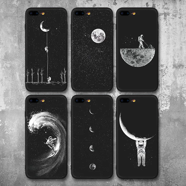 Space Moon Astronaut Phone Cases For iPhone 6, 7, 8, X, XR, XS MAX