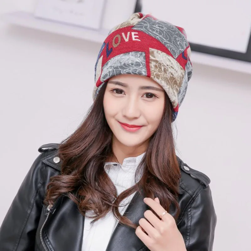 12 LNRRABC Зима Skullies& Beanies Печать Многофункциональный трехцелевой флажок с буквами женские шапки аксессуары для одежды - Цвет: 12