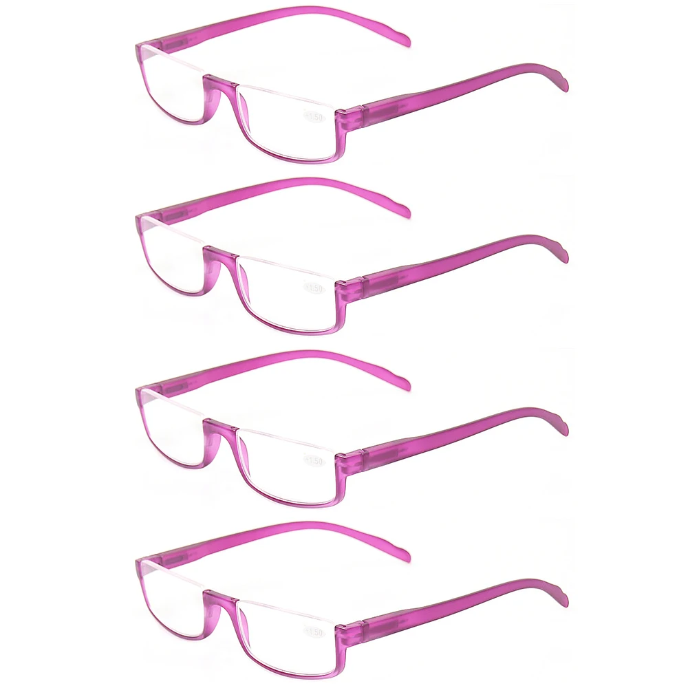

4 pack Reading Glasses Fashion Plastic Half Frames Women eyeglasses Spring Hinge Purple Hyperopia gafas de lectura