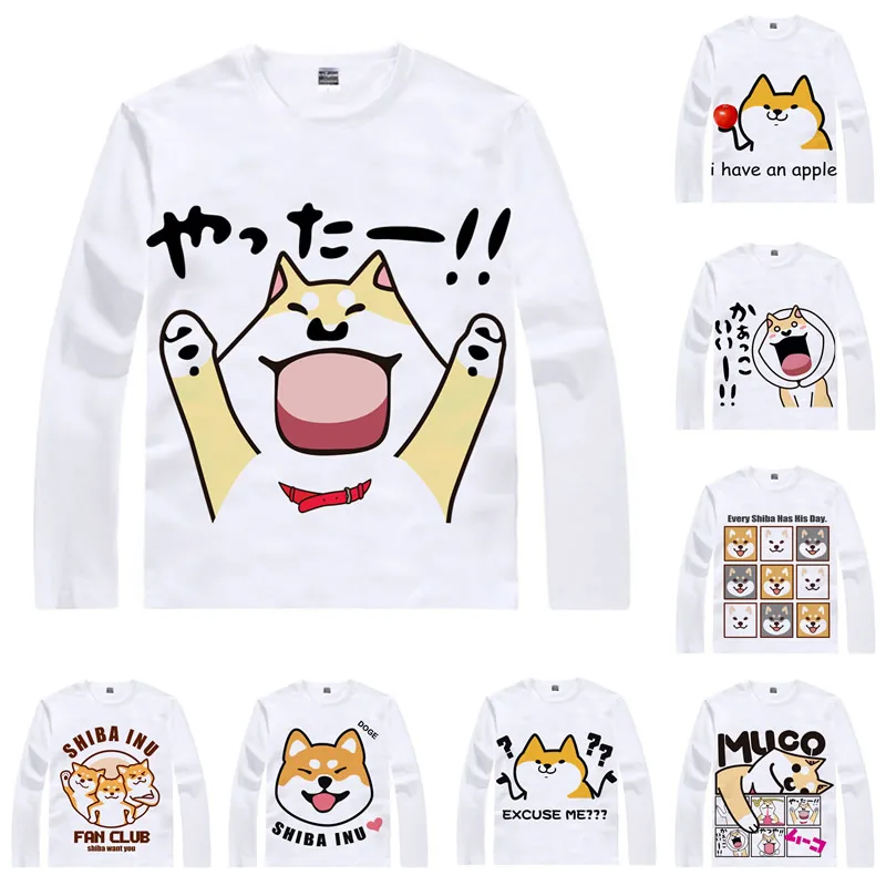 Футболка Coolprint с рисунком аниме Doge Meme футболки длинным рукавом в разных стилях