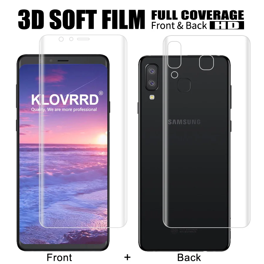 

Front + Back Soft Film For Samsung Galaxy A5 A7 Screen Full Cover Protector For Samsung A9 A9s A8 2018 Silicone Hydrogel Sticker