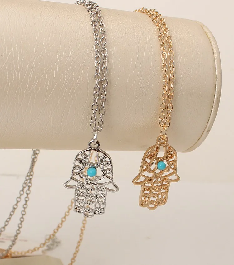 1 шт. подвески в виде руки Hamsa Fatima ожерелья с инкрустированным камнем богемном