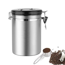 Pote hermético de aço inoxidável para café, recipiente para armazenar grãos de café com válvula co2 para manter os grãos frescos