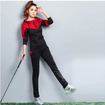 

2018 New sport clothes for women spring and winter women sport suit women tricolor two-piece academia feminina M-4XL