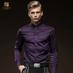 Бесплатная доставка новый мужской 2015 мода повседневная личность бизнес 512080 с длинными рукавами вышитая рубашка FanZhuan распродажа