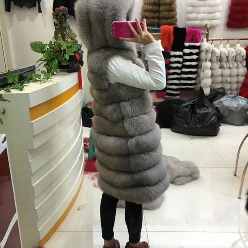 ZADORIN роскошный толстый теплый длинный жилет из искусственного меха без рукавов зимняя куртка женская меховая куртка с капюшоном пальто из искусственного меха veste longue femme
