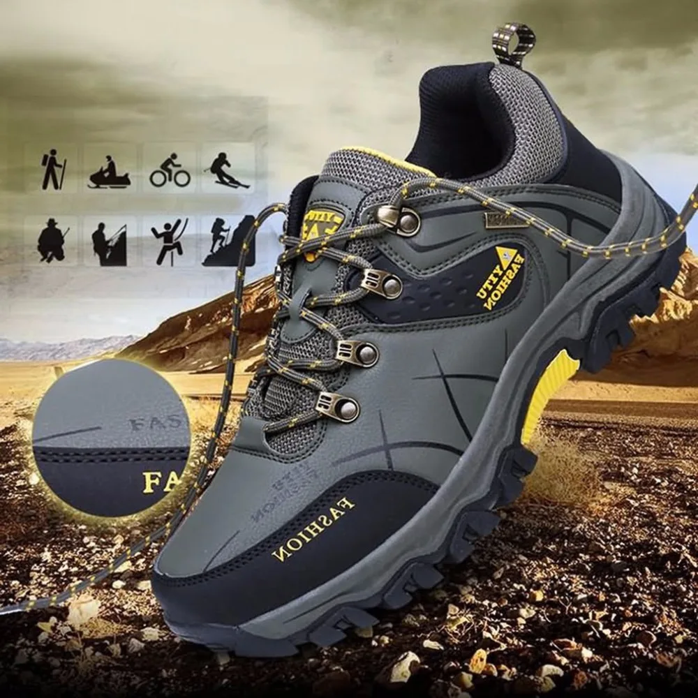 

Outdoor Lace-up Hiking Boots Sport Men's Shoes For Camping Climbing Mountain Non-slip Breathable Shoes Wholesale