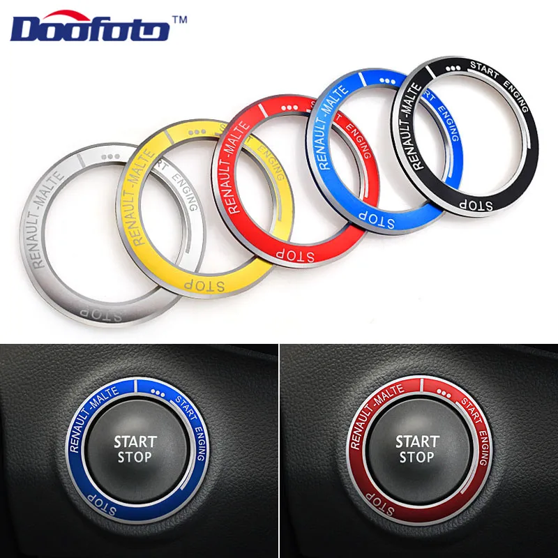 

Doofoto Car Styling Accessories Aluminum Sticker Car Start Engine Button Red Key Rings Fit For Renault Koleos Kadjar Megane 2019
