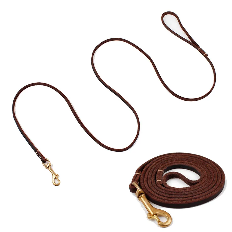 Genuine Cow Leather Pet Dog Leash Outdoor Walking Lead Puppy Leashes For Small Medium Dogs 150 200 CM Training Leads | Дом и сад