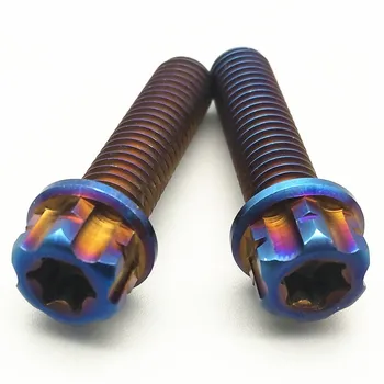 

Titanium Bolts M10 X25/30/35/40/55/60mm Motorcycle DIY MTB Burned Blue Color Flange Head Torx Screws Ti fastener 2 pcs