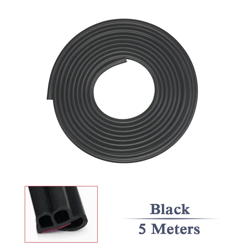 Car 5 Meters Self Adhesive Automotive Rubber Seal Strip Car Window Door Engine Cover Car Door Seal Edge Trim Noise Insulation - Название цвета: Черный