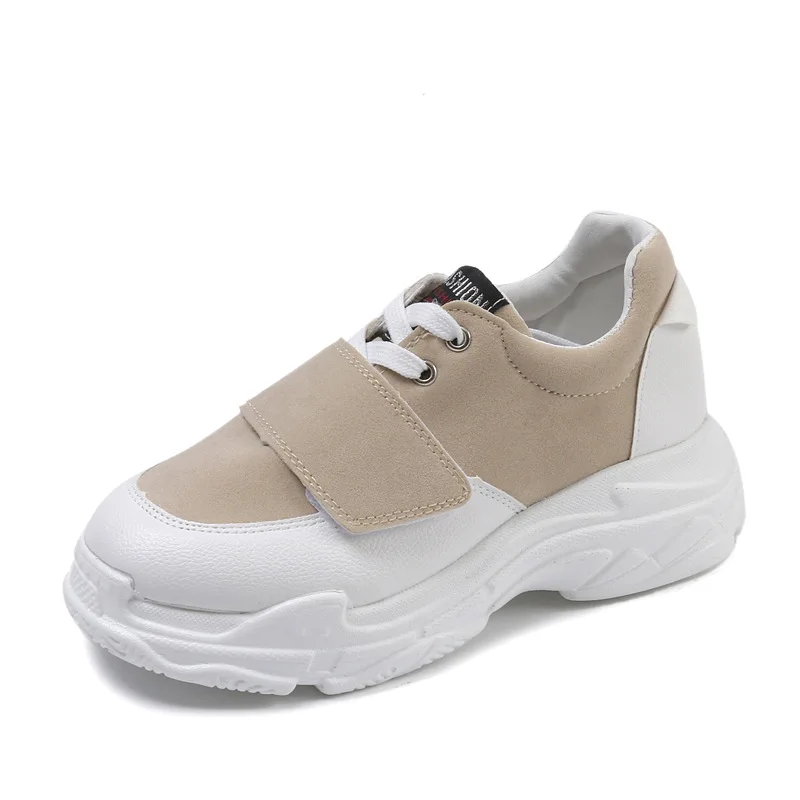 Tendance Dentelle Correspondant Couleur À Fond 2018 Nouveau rouge Chaussures Coréenne kaki Printemps Épais Mode Casual Femmes Noir Simples Simple vRqgv8
