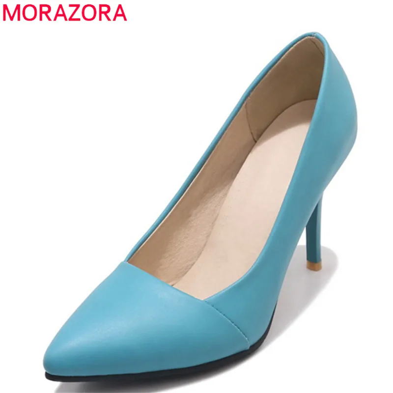 

MORAZORA 2018 new arrival women pumps spring summer ladies shoes pointed toe elegant dress shoes sexy thin high heels shoes