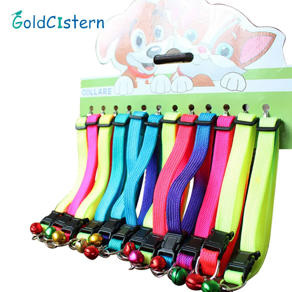 12pcs/set Animals Harness Dogs Cats Adjustable Nylon Soild Collar Pet