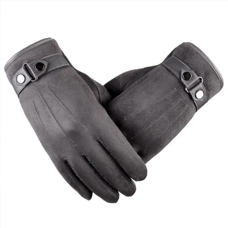 Men\'s Classic Black Winter Leather Gloves Sport Driving Touch Screen Gloves Male Military army guantes tacticos new - Цвет: Серый