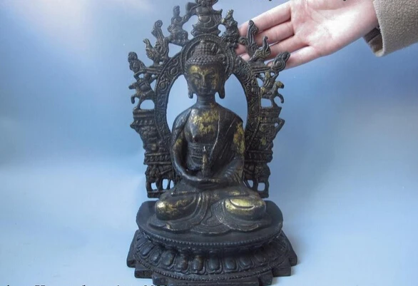 

150401 S0717 10 Tibet Buddhism Temple Copper Bronze Amitayus Guan Yin Kwan-Yin Buddha Statue