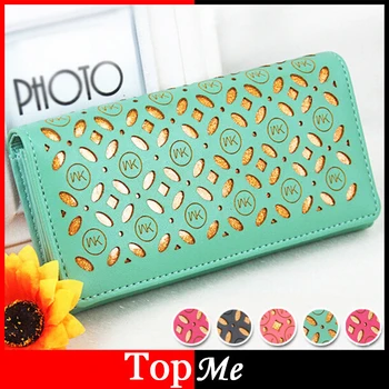 

Fashion Women Wallets Long Pop Lady Hadbags Clutch Coin Purse Moneybag Hollow Out Golden PU Leather Woman Wallet Burse Moneybags