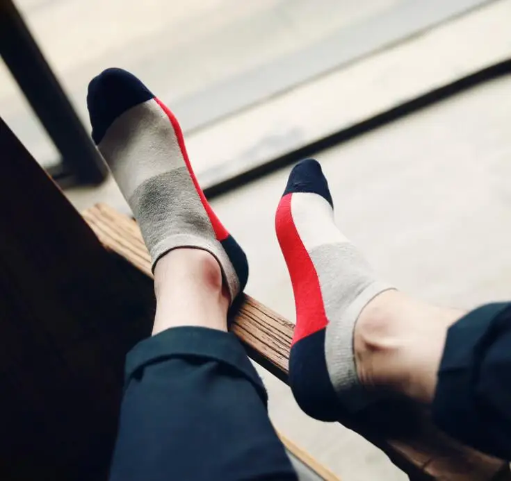 

Spring and summer fashion contrast color cotton men's boat socks Invisible socks pure cotton odor - proof cotton socks for men