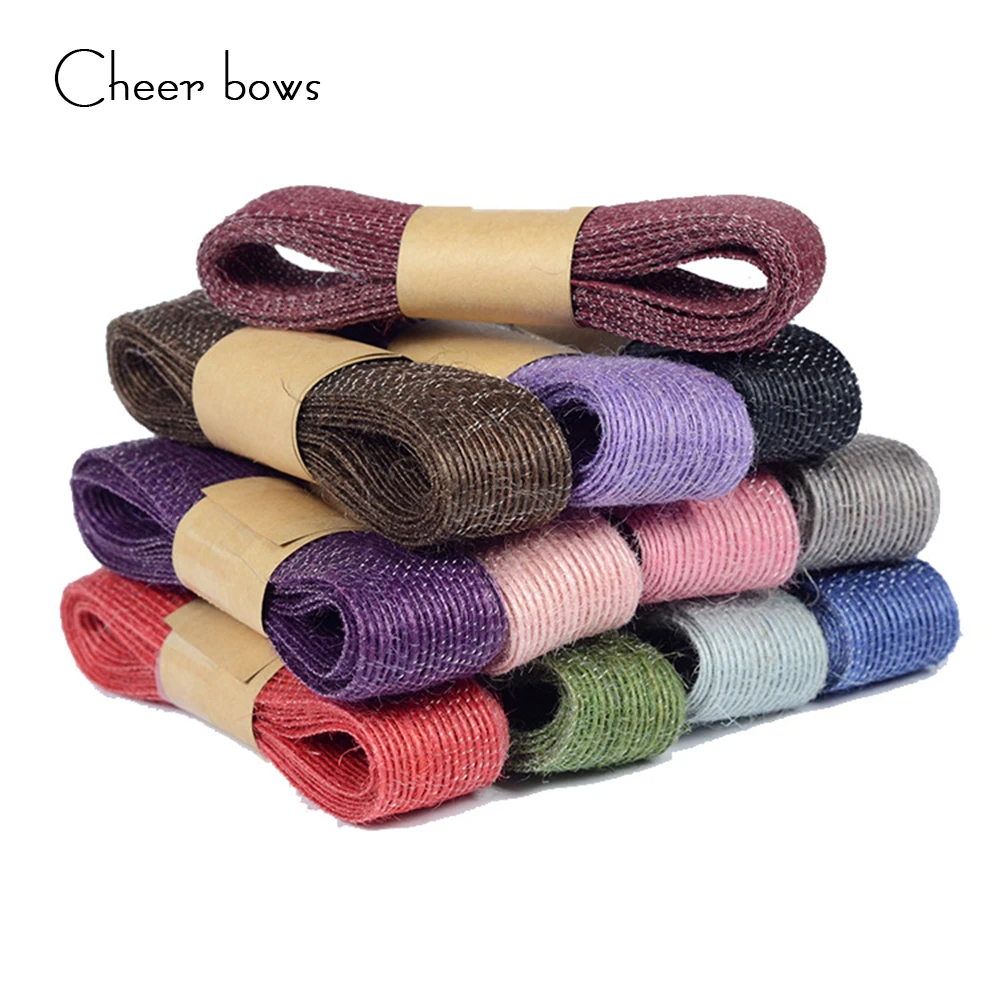 Buy 2M/Roll 25MM Colored Linen Ribbon Lace Braided