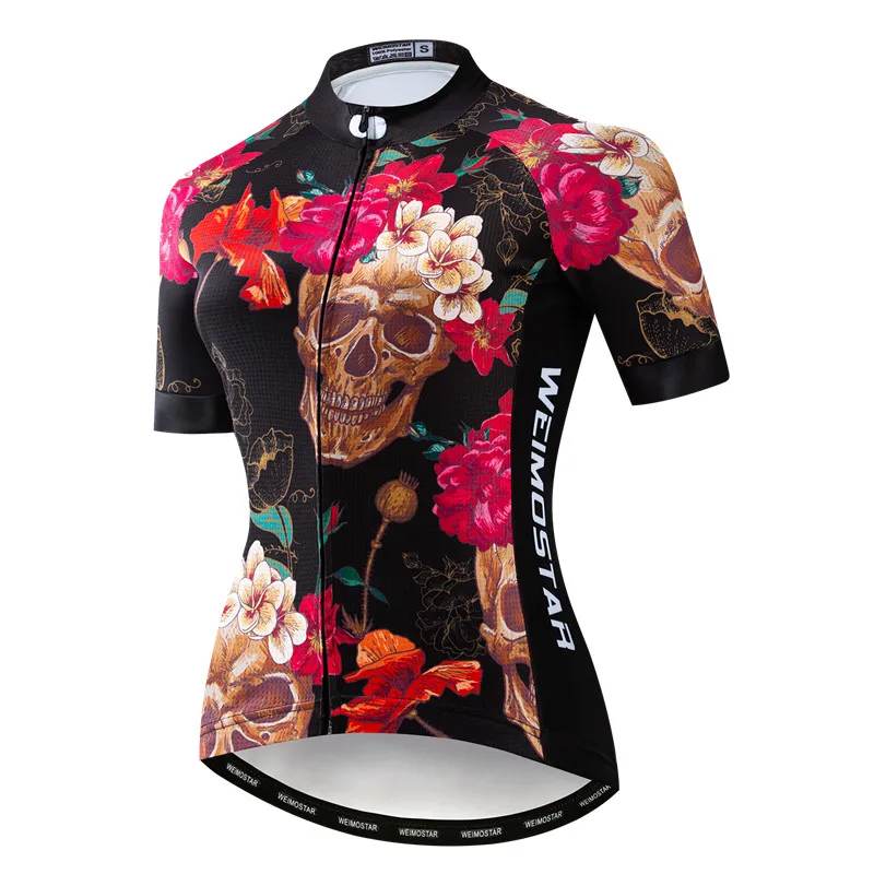 Weimostar женский череп Велоспорт Джерси быстросохнущая рубашка для езды на велосипеде дышащий MTB велосипед Джерси анти-УФ велосипед Одежда Майо Ciclismo - Цвет: Color 1