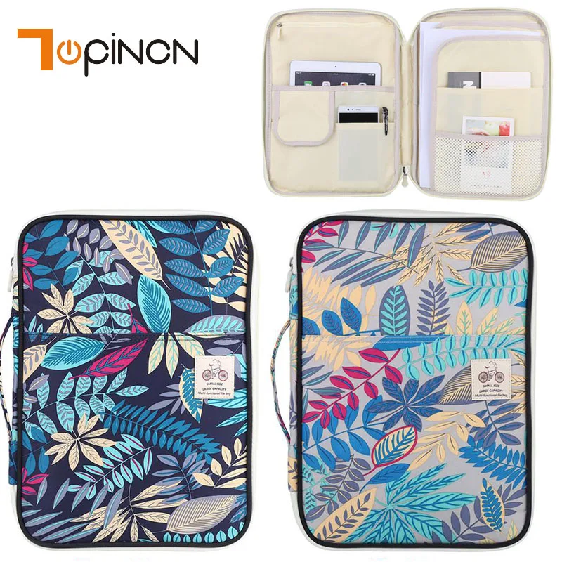 

A4 Document Bag File Folder Organizer Storage Bag Computer Notebook Pens iPad Zippered Case Document Bag Office Supplies