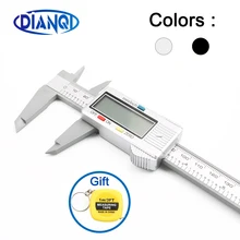 Portátil 150mm 6 polegada lcd digital de fibra carbono eletrônico vernier caliper calibre micrômetro ferramenta medição preto prata modelo
